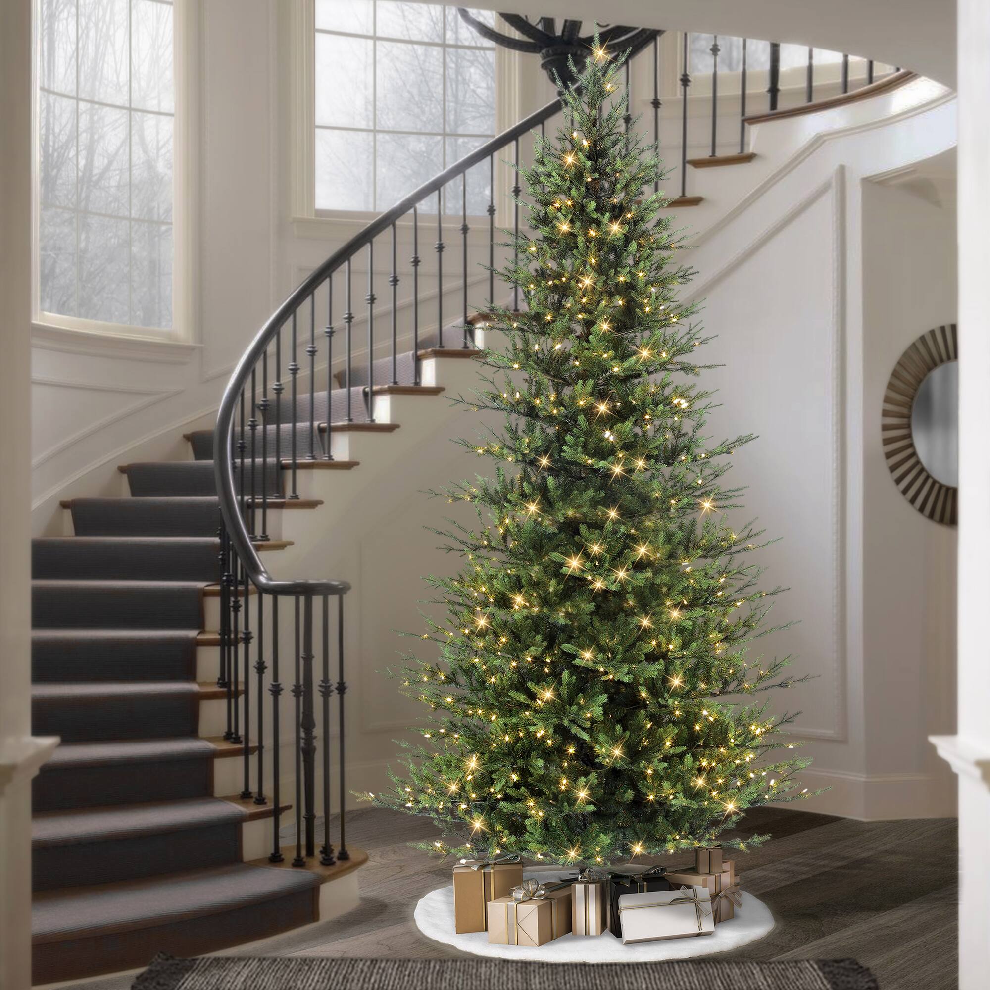 10ft. Pre-Lit Slim Balsam Artificial Fir Tree, Clear Lights